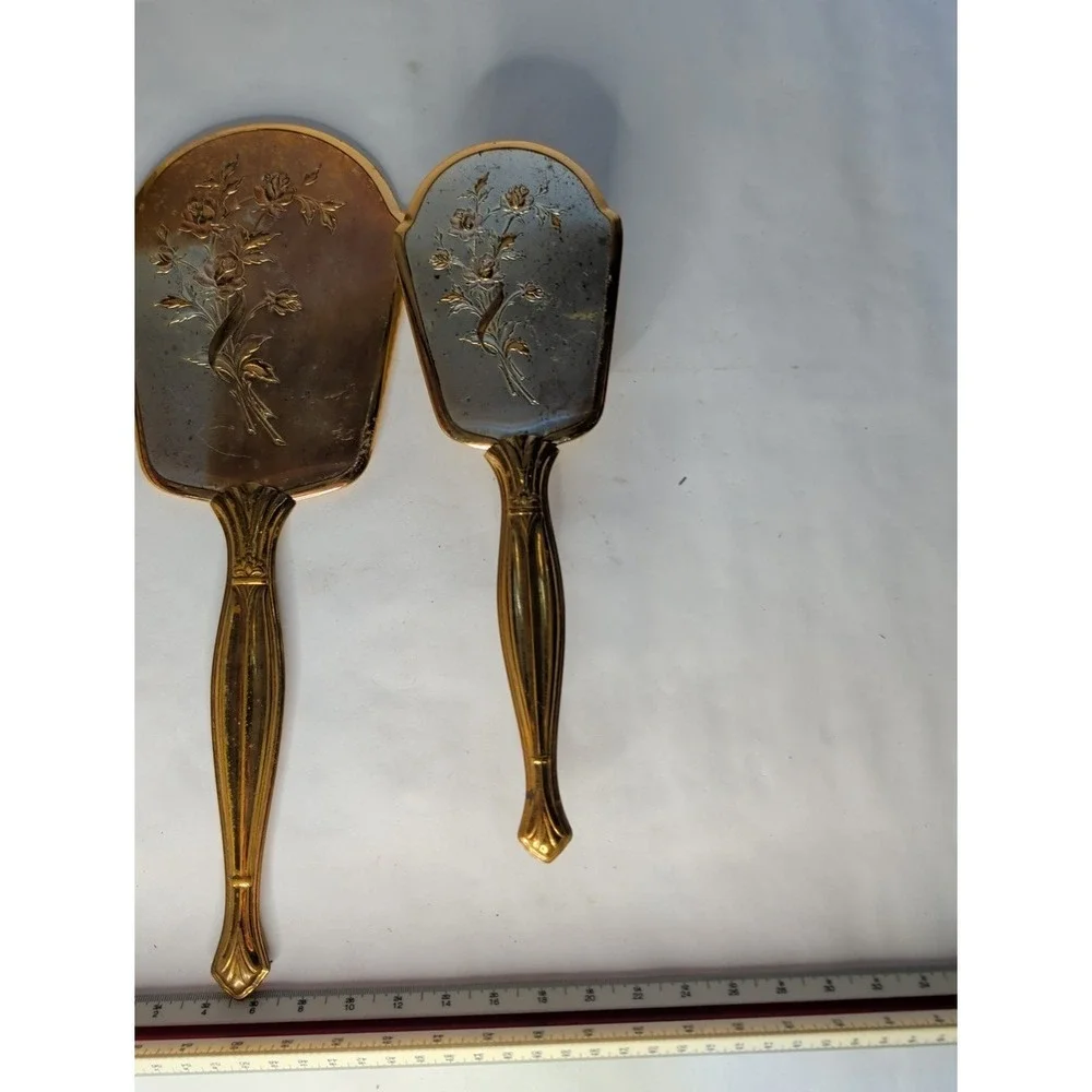 Vintage Matson Style Gold Tone‎ Mirror and Brush Set